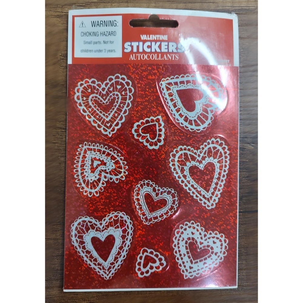 Vintage Stickers Hearts Valentine Sparkle Paper Magic Group New In Pack 1 Sheet